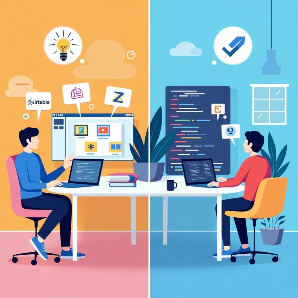 Flux Dev A splitscreen illustration showing two paths for buil 1 How to Build a $50k/year Micro-SaaS (While Keeping Your Day Job) | Dev Tech Insights