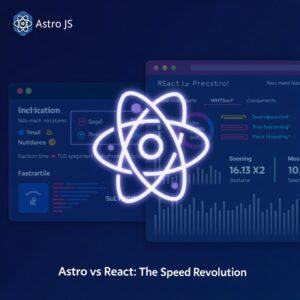 Flux Dev Create a modern eyecatching featured image for a tech 3 What Is Astro JS and Why It's Replacing React for Fast Websites