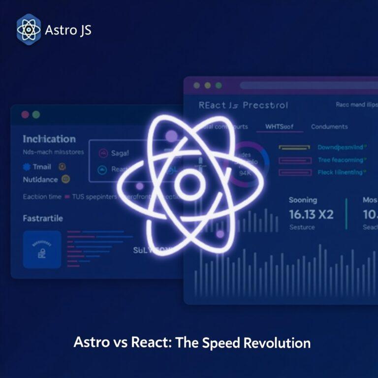 Flux Dev Create a modern eyecatching featured image for a tech 3 What Is Astro JS and Why It's Replacing React for Fast Websites