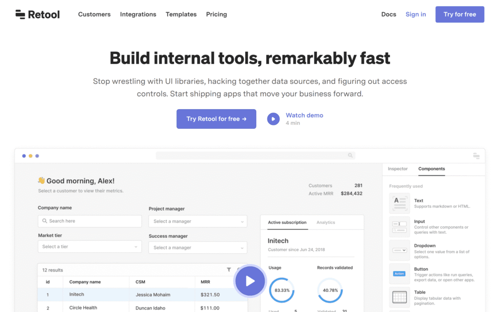 Retool dashboard